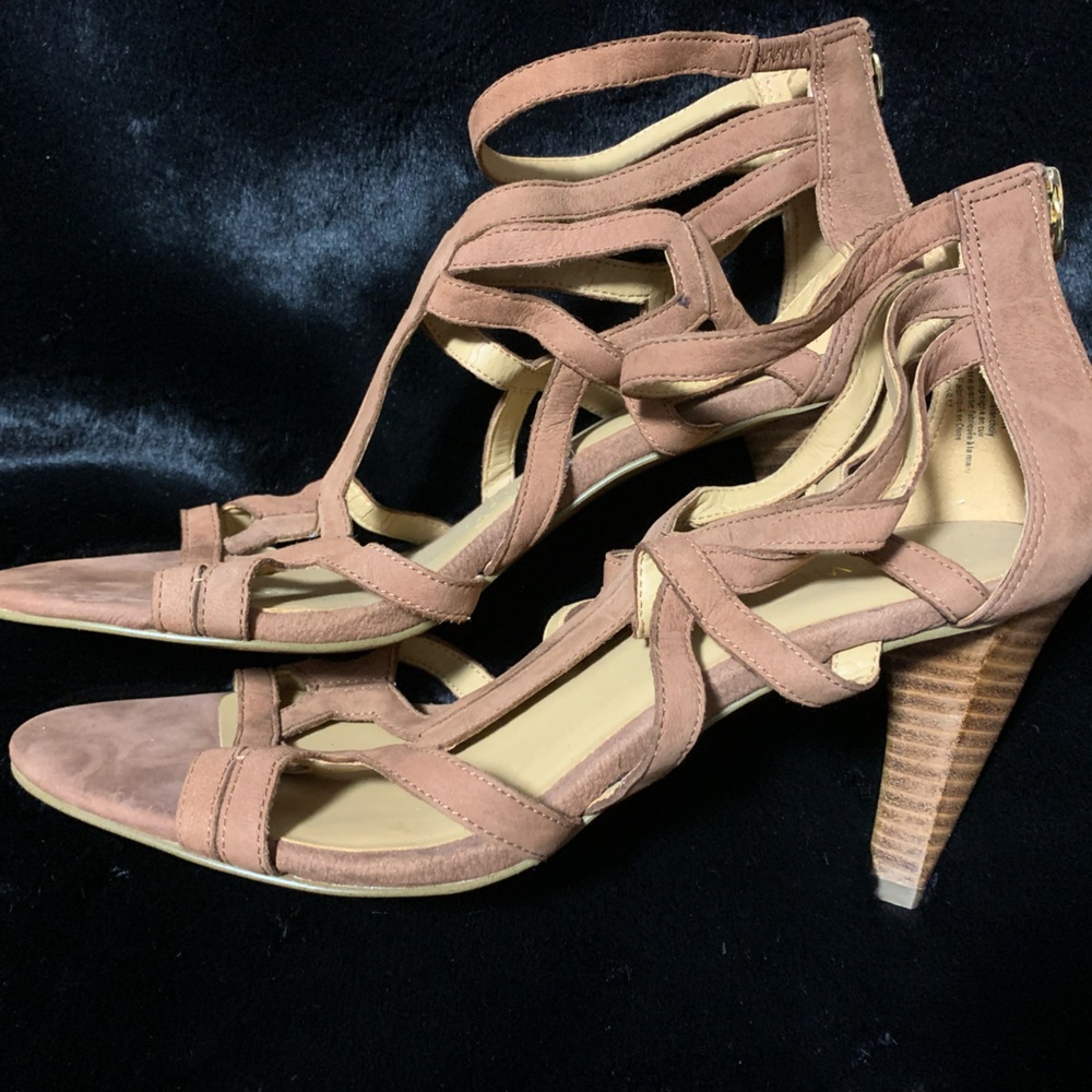 Nine West Elegant Tan Strappy Heels